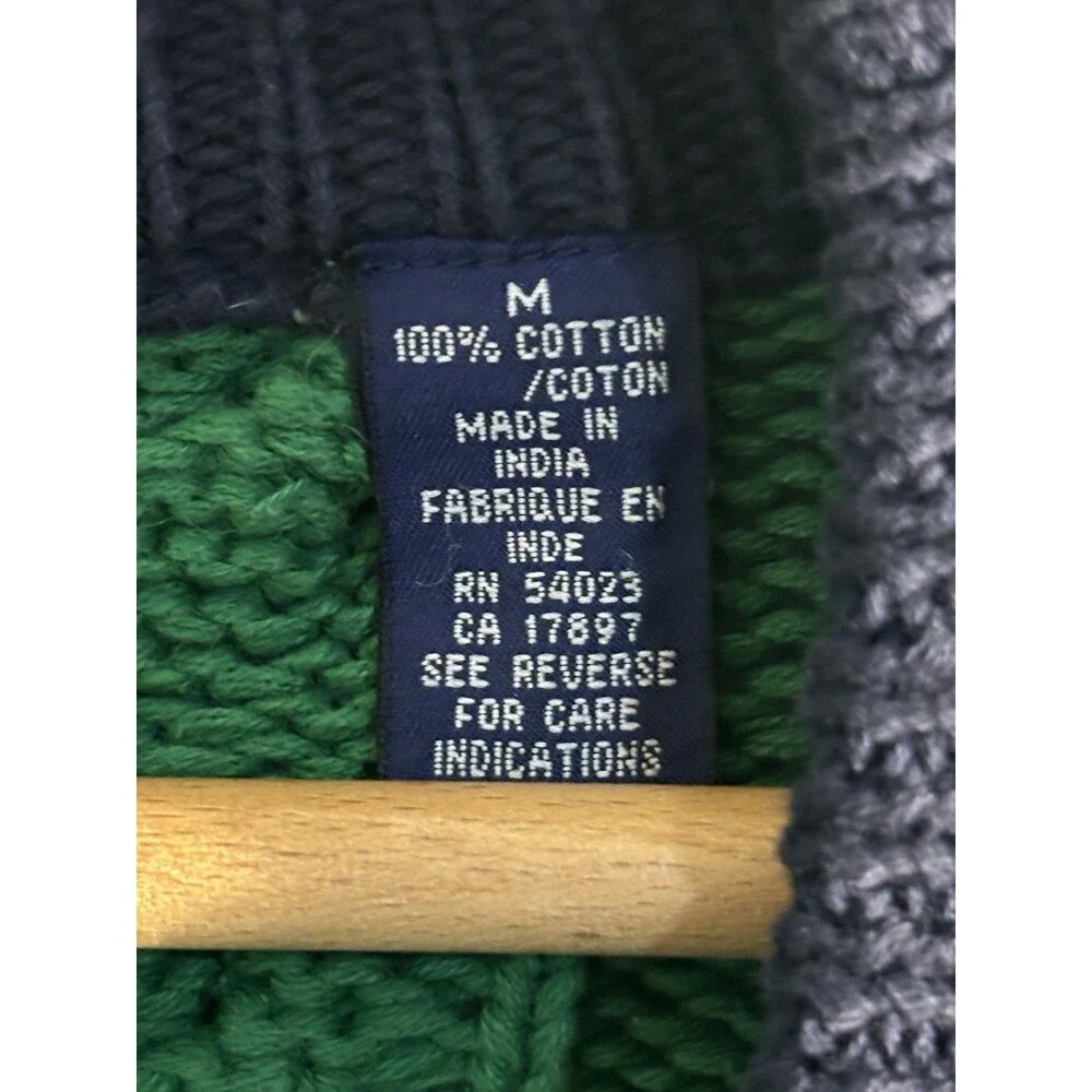 Vintage GAP 90's Y2K Green 💯 Cotton Knit grandpa Cardigan Sweater med preppy